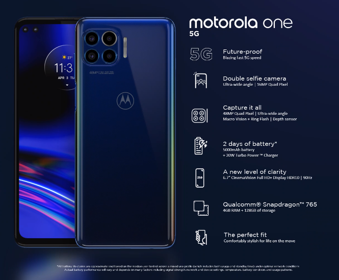 Motorola One 5G eyes sub-$500 market with four rear cameras, two in front |  ZDNet