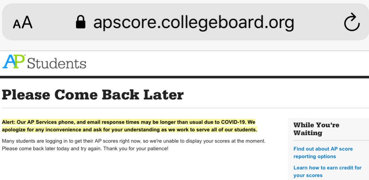 Students Checking Ap Scores Still Waiting After College Board Site Struggles With Traffic Surge Zdnet