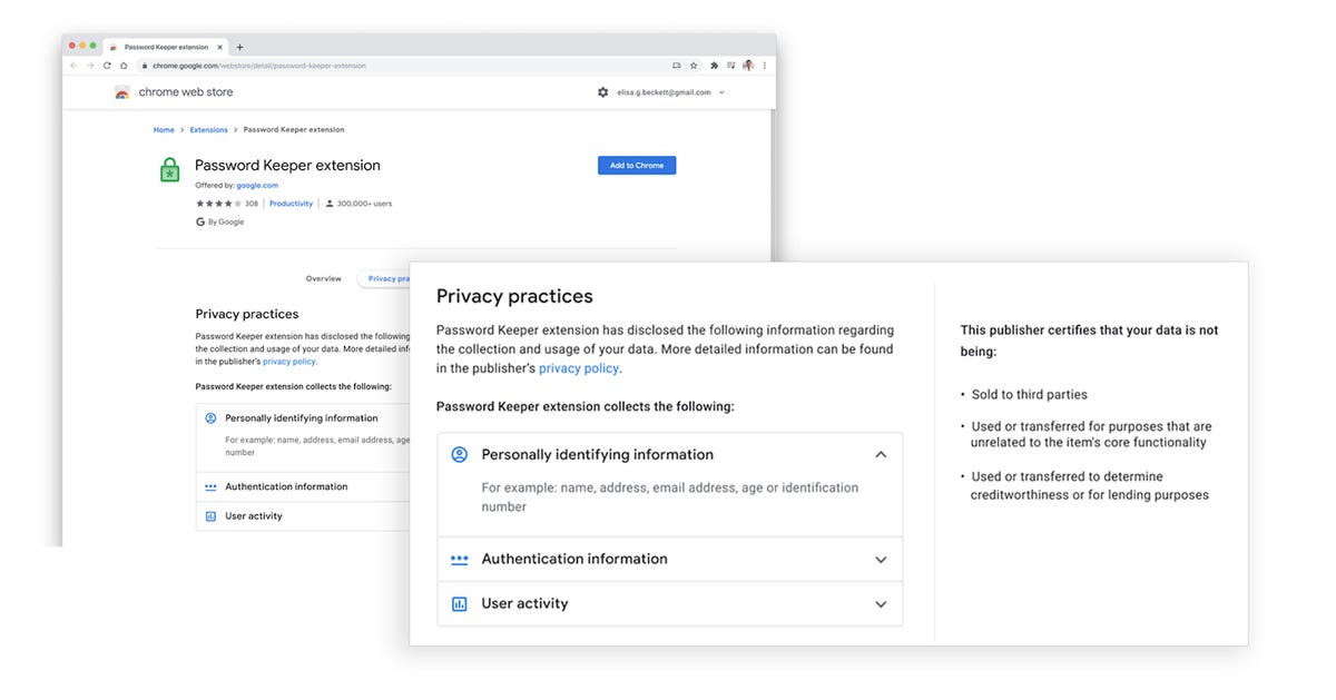 Chrome Web Store : Plus de transparence sur les données collectées