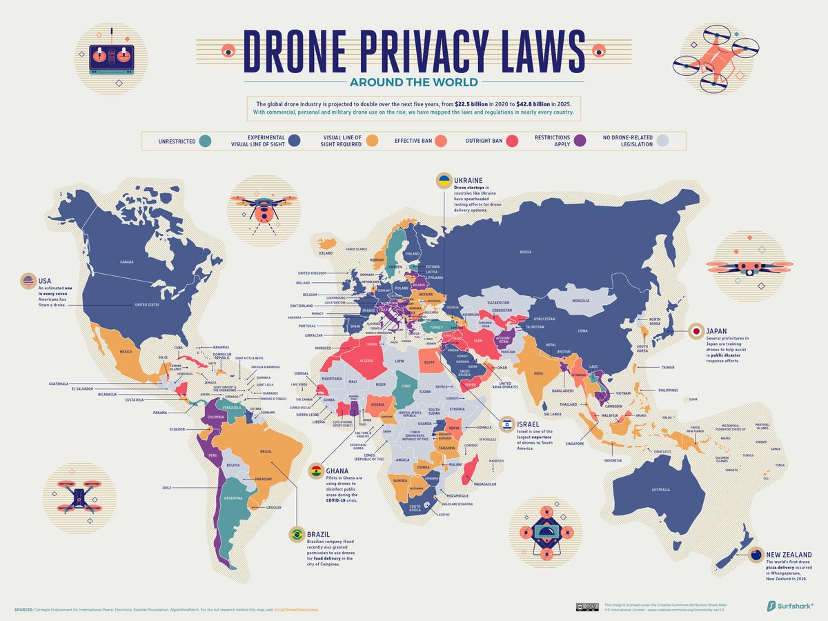 Stunning maps visualize drone laws around the world | ZDNet