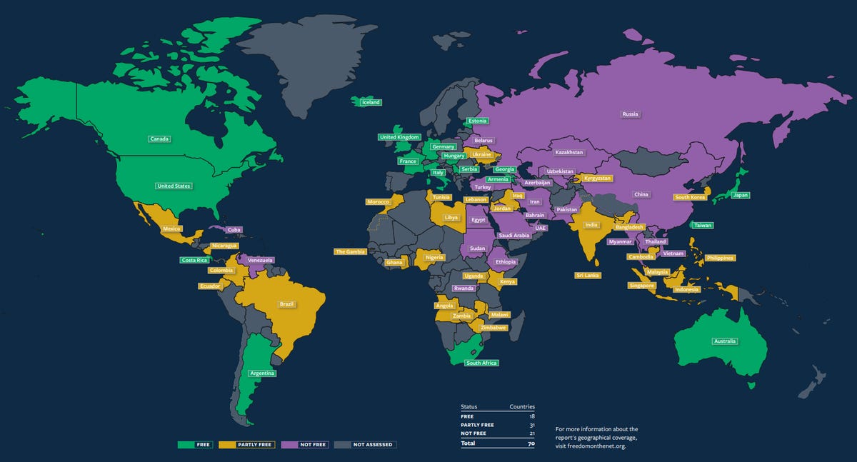 La liberté sur internet dans le monde recule pour la onzième année consécutive
