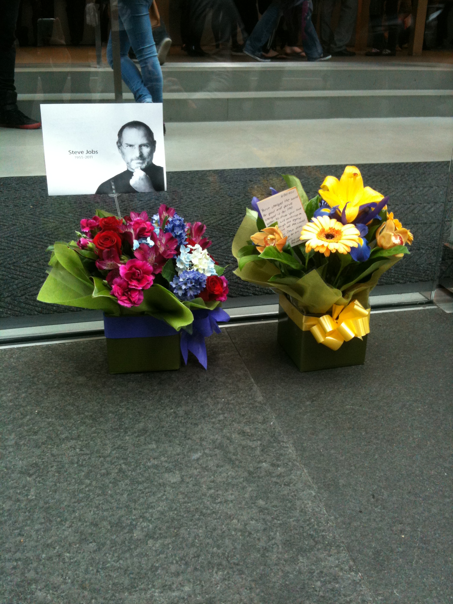 Flowers outside the Sydney Apple Store