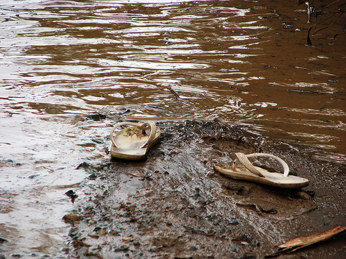 Shoes in flood