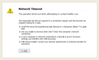 Twitter denial of service attack time out screen