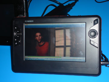 A founder UMPC with video on teh screen