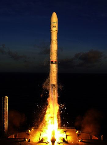 The I-4 F-2 satellite taking off