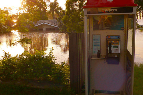 Flooded phone box
