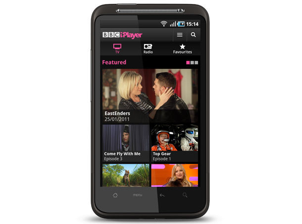 What the iPlayer app looks like on the Android platform
