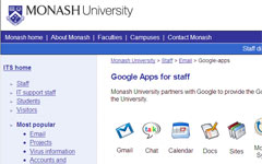 Monash Uni Google Apps screenshot