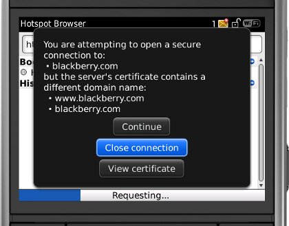 BlackBerry certificate notification error