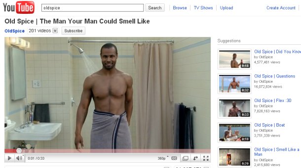 Old Spice ad campaign on YouTube