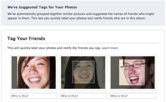 Facebook facial recognition feature
