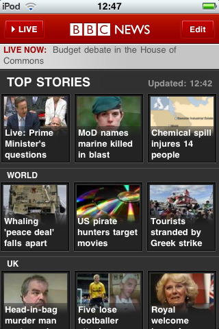 The bbc news iphone app