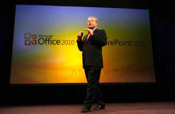 Microsoft's business division chief, Stephen Elop, at the launch of Office 2010