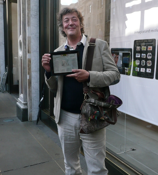 Stephen Fry with Apple iPad