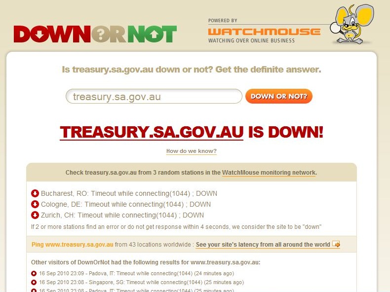 The SA Treasury website is down