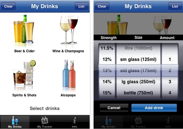 The NHS Drinks Tracker app