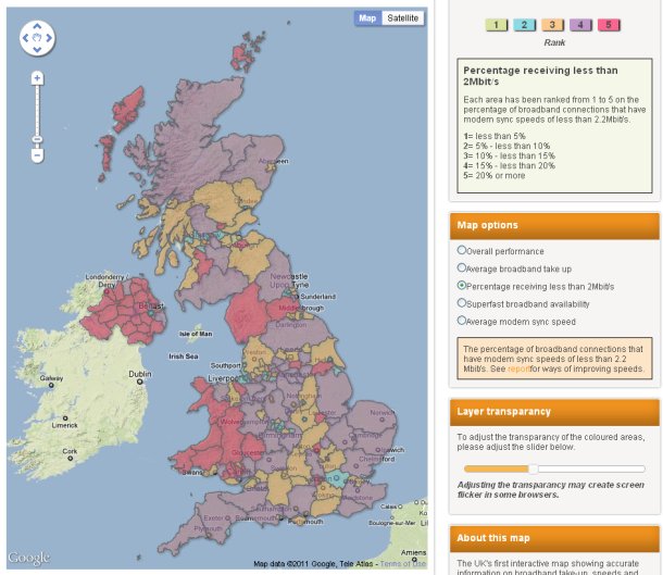 UK broadband map