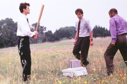 The famous and parodied fax machine mugging scene in the cult classic Office Space  (Credit: Steve McCutchen)