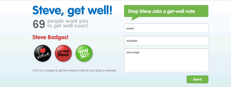 Send Steve Jobs a get well message. No, really.