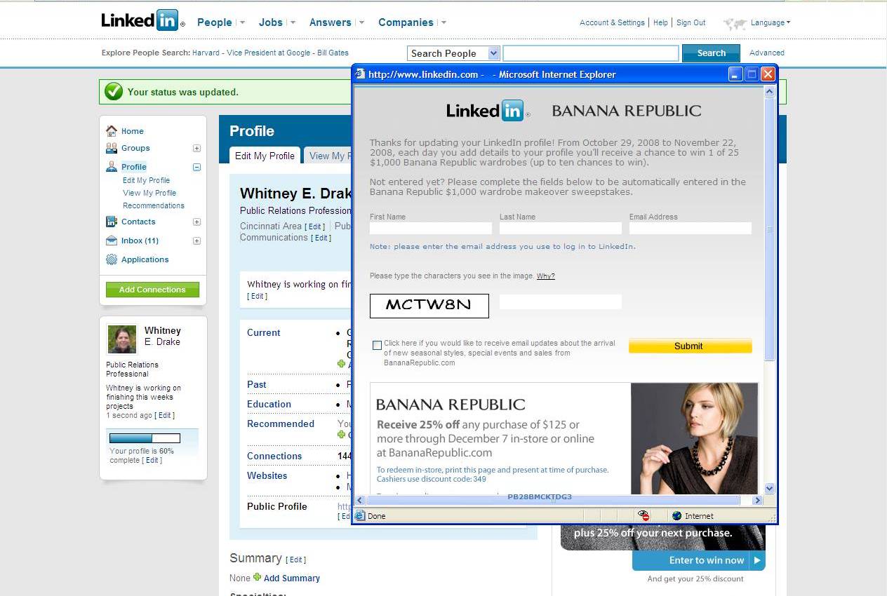 Pop-up ads on LinkedIn? How very MySpace