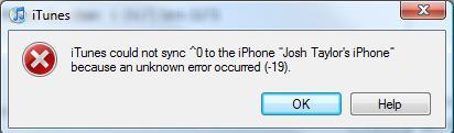 iPhone error message