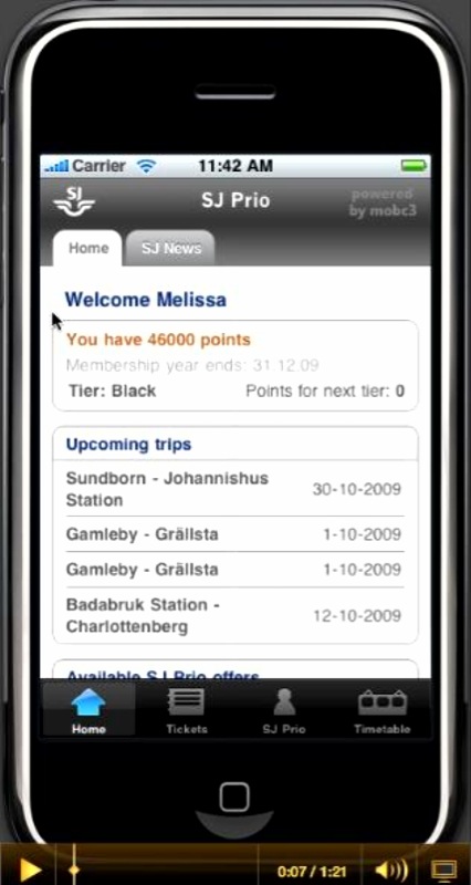 Swedish Rail Social Marketing iPhone App