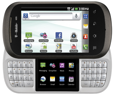 T-Mobile intros dual-screen LG DoublePlay 4G with slideout keyboard. Image from T-Mobile