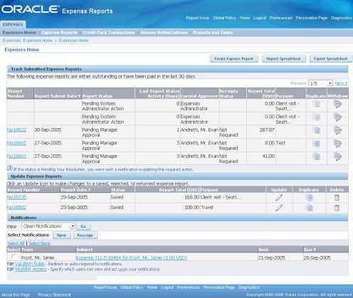 Expenses UI Oracle R12
