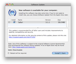 Apple releases Safari 3.1.1 security update