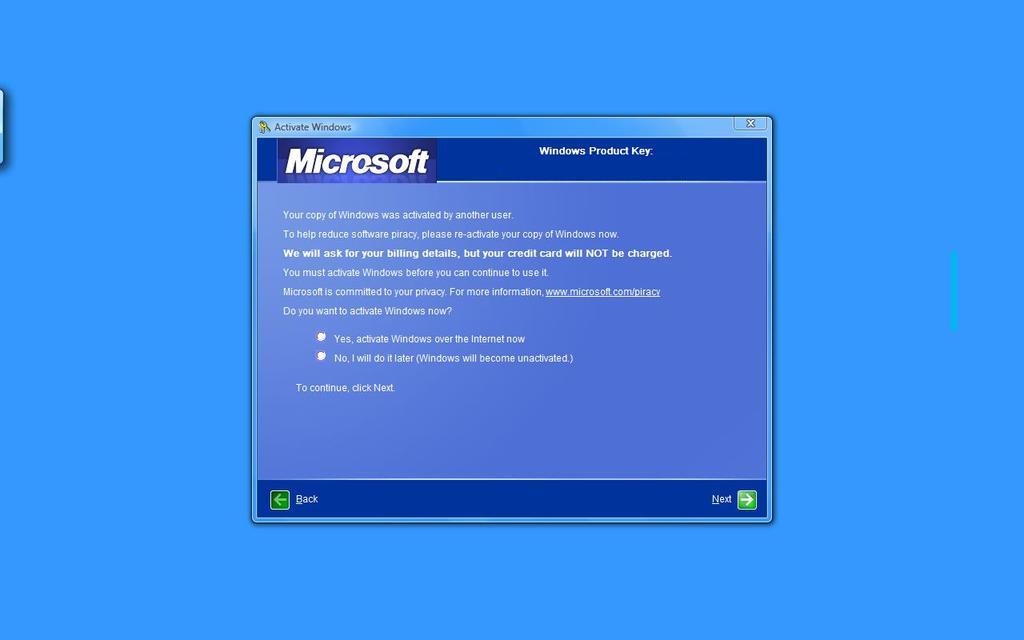 Fake Windows XP activation trojan