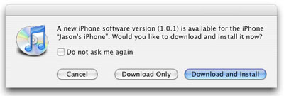 iPhone software update 1.0.1 released