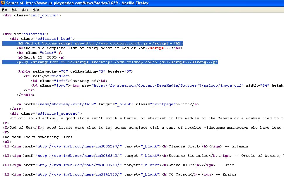 Sony PlayStationÂ’s site SQL injected