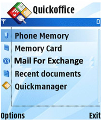 QuickOffice integrates Mail for Exchange