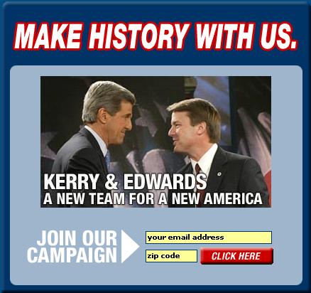 Screen shot of John Kerry's web site
