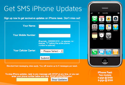 iPhone SMS updates