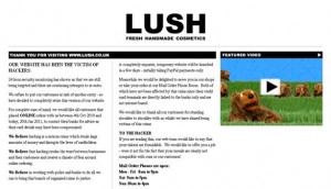 The Lush UK web site as it appeared yesterday.