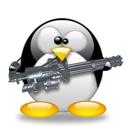Linux tux with a gun