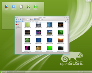 OpenSUSE 12.1 uses KDE 4.7 for its default desktop.