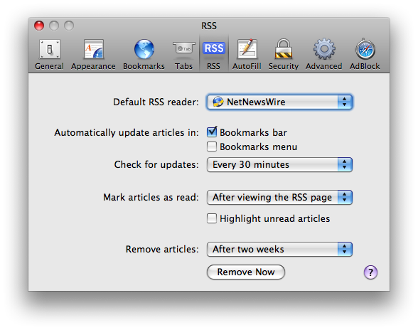 Workaround for Safari RSS vulnerability
