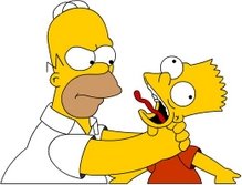 Homer choking Bart, from The Simpsons, Fox TV