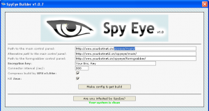 Main screen for Spy Eye point-and-click malware generator