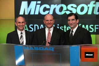 Chris Liddell and Steve Ballmer, from NASDAQ 2006 opening the market