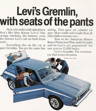 AMC Gremlin ad for car with LeviÂ’s interior, circa 1974