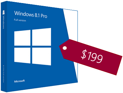 Windows 8 Pro box shot with price tag
