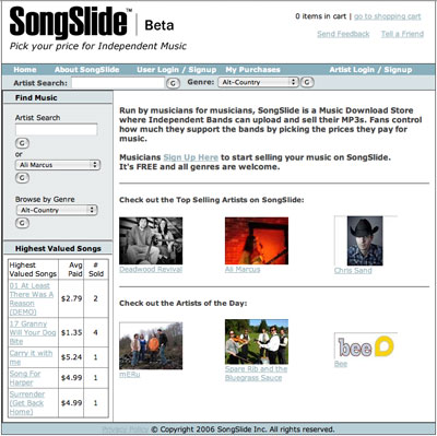 The SongSlide.com home page