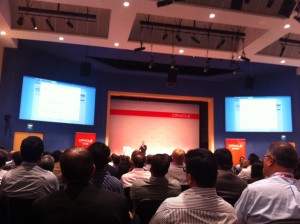 CEO Larry Ellison performing Oracle Cloud demo. Credit: Rachel King/ZDNet.