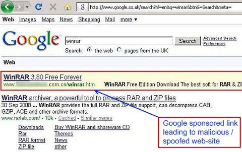 Google sponsored links spreading (scareware) rogue AV