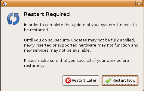 Ubuntu Update Manager restart required