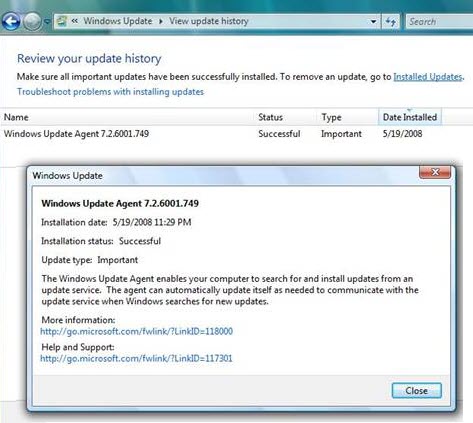 Details of automatic update to Windows Update client software